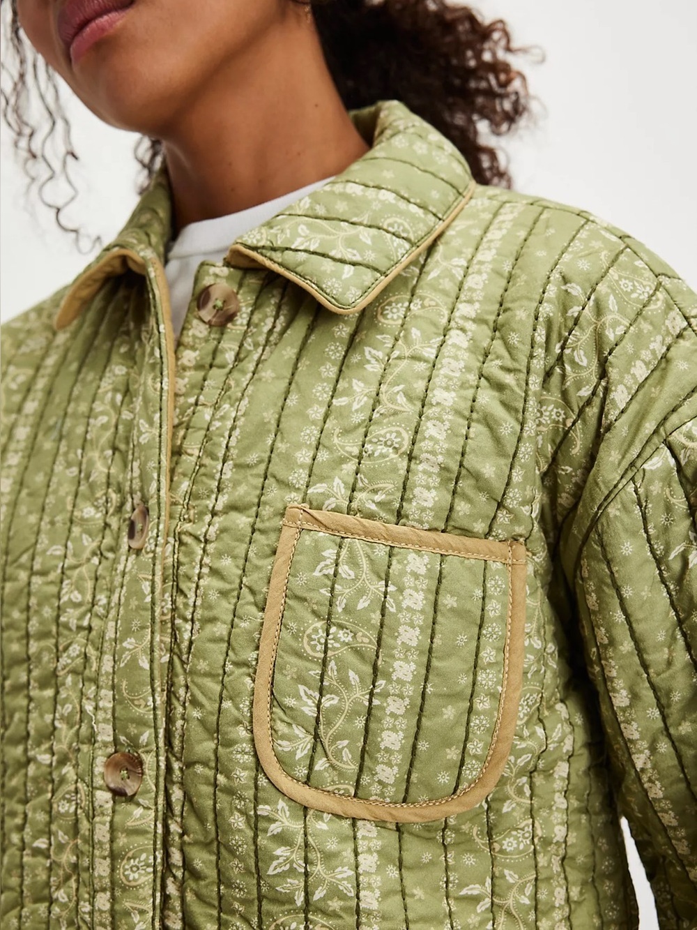Free People Alexie quilted jacket in olive Size Small new with tags - Picture 3 of 7